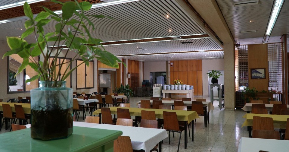 he Kibbutz dining hall in Kibbutz Mizra